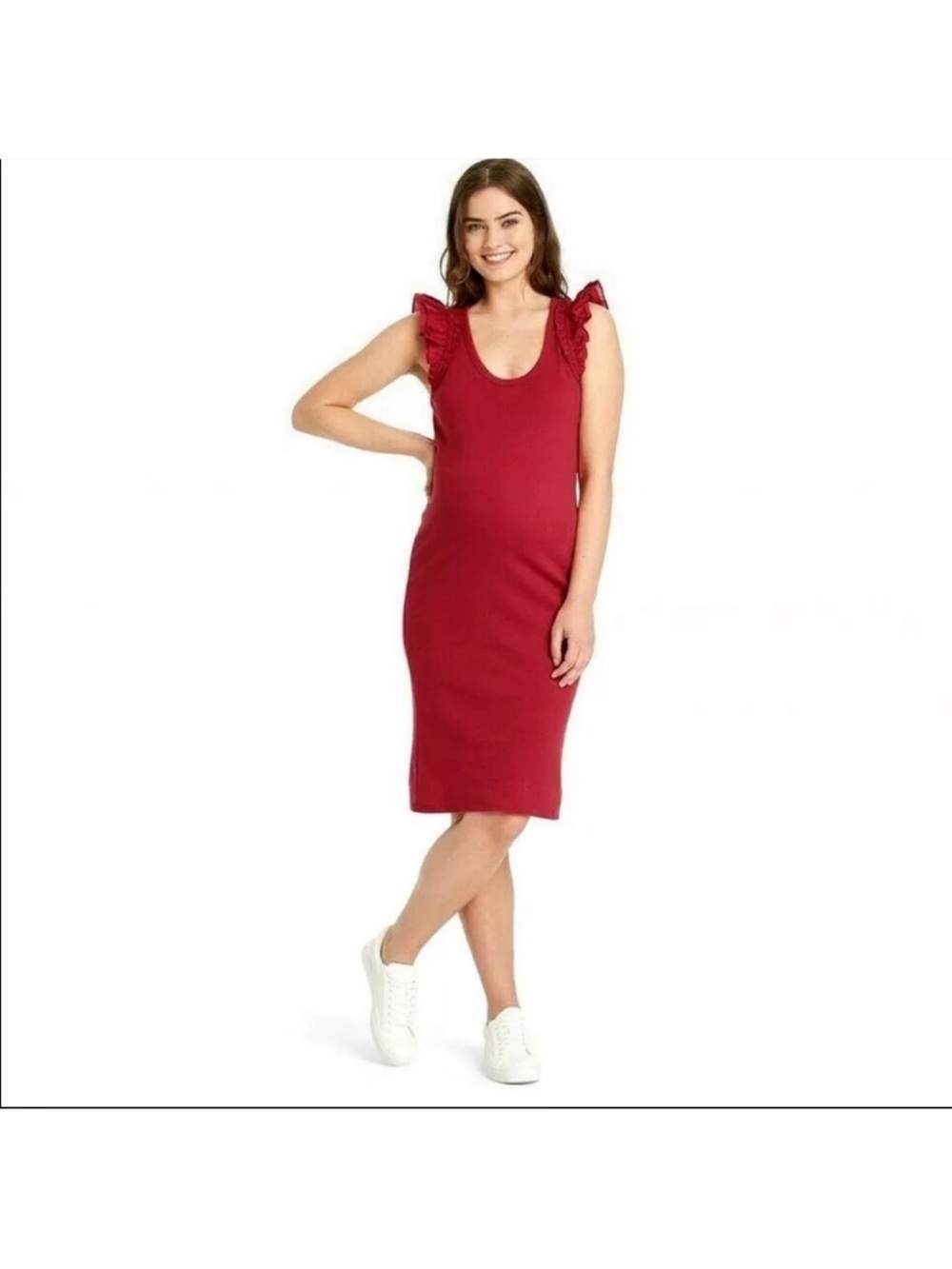 The Nines by HATCH Raspberry Ruffle-Sleeve Maxi Dress - Picture 2 of 5